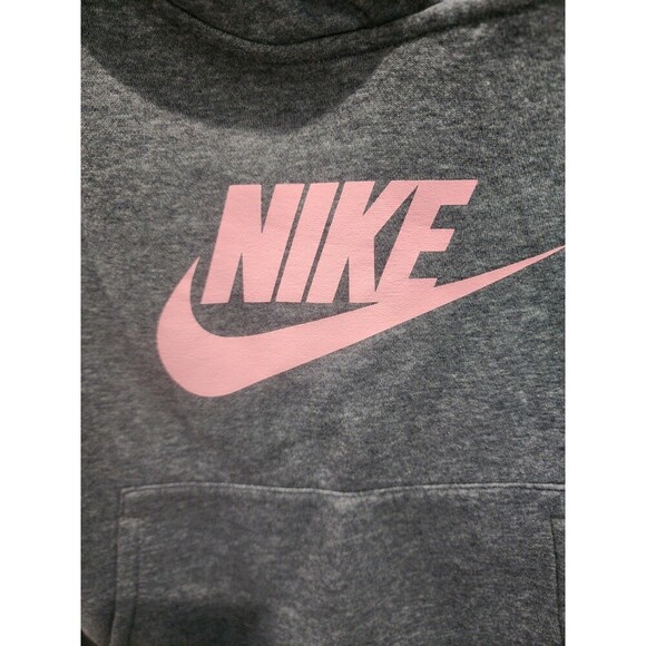 Nike Hoodie Youth Girls Extra Large XL Gray Pink Sportswear Pullover Cropped - Picture 5 of 6